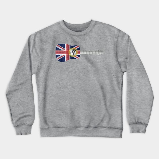 Guitar with Union Jack British Flag overlay pattern Crewneck Sweatshirt by KateVanFloof